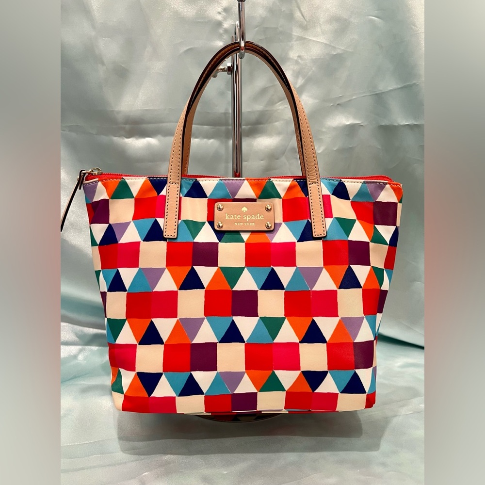 Kate Spade NY - Colorful Geometric Printed Nylon Small Tote Bag - LIKE NEW!
